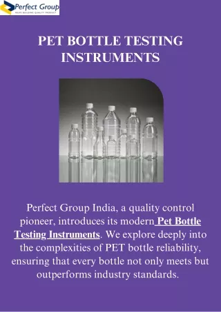 Pet bottle testing instruments | Perfect Group India