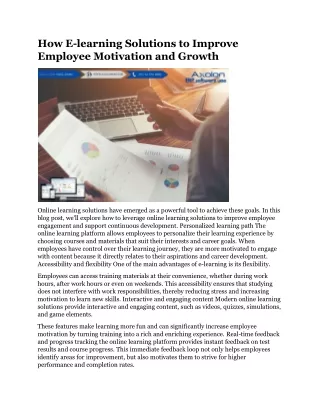 How E-learning Solutions to Improve Employee Motivation and Growth