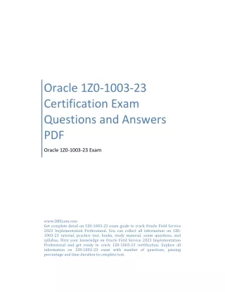 Oracle 1Z0-1003-23 Certification Exam Questions and Answers PDF