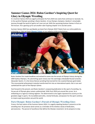 Summer Games 2024 Rulon Gardner's Inspiring Quest for Glory in Olympic Wrestling