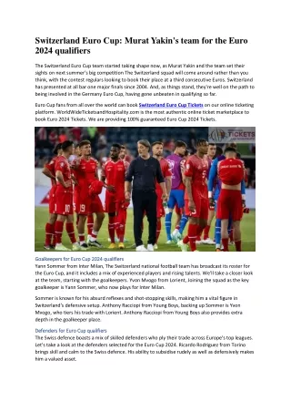 Switzerland Euro Cup Murat Yakin's team for the Euro 2024 qualifiers