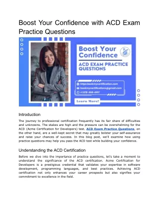 Boost Your Confidence with ACD Exam Practice Questions