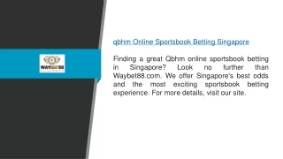 Qbhm Online Sportsbook Betting Singapore Waybet88.com