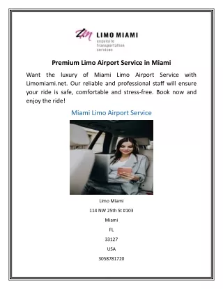 Premium Limo Airport Service in Miami