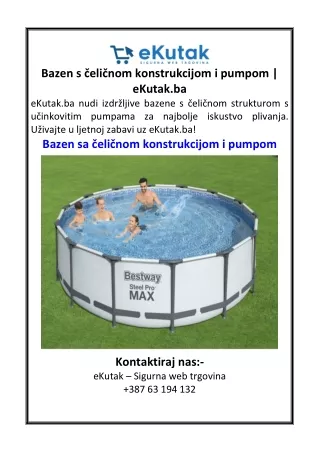 Bazen s čeličnom konstrukcijom i pumpom  eKutak.ba