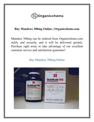 Buy Mandrax 300mg Online Organicchems