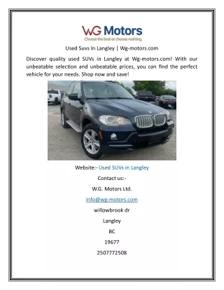 Used Suvs In Langley | Wg-motors.com