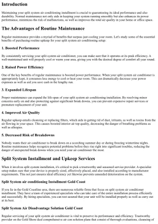 The Relevance of Routine Maintenance for Your Split System Air Conditioning Inst