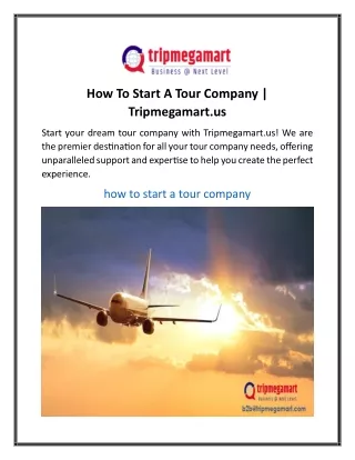 How To Start A Tour Company Tripmegamart.us