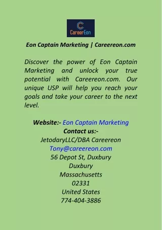 Eon Captain Marketing  Careereon.com