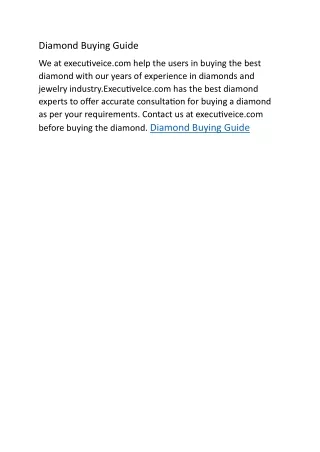 Diamond Buying Guide