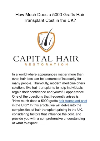 How Much Does a 5000 Grafts Hair Transplant Cost in the UK