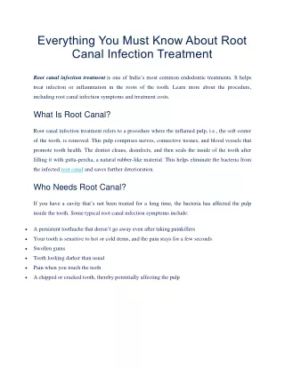 Root Canal Infection Treatment: Symptoms, Cost, Recovery Time