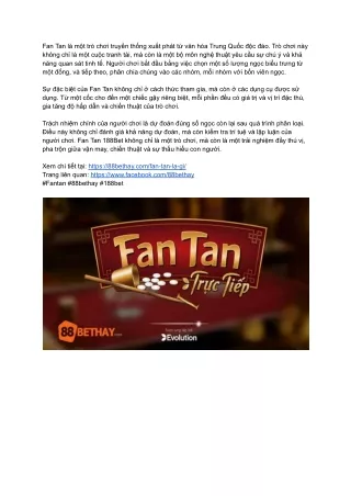 Hướng dẫn cách tham gia chơi Fan Tan online tại 88bethay.