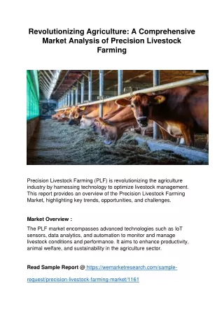 Revolutionizing Agriculture: Market Analysis of Precision Livestock Farming