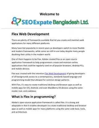 Flex Web Development  SEO Expert Bangladesh LTD