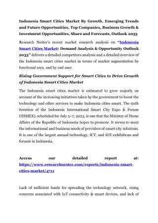 Indonesia Smart Cities Market Business Growth 2033