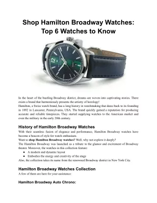 Shop Hamilton Broadway Watches_ Top 6 Watches to Know