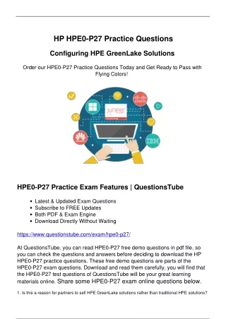 Ace Your HPE HPE0-P27 Exam On the First Try - Prepare with Actual Questions