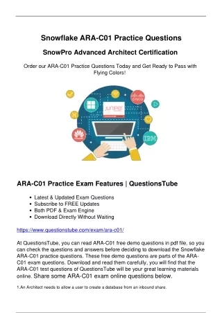 Ace Your ARA-C01 Exam On the First Try - Prepare with Actual ARA-C01 Questions