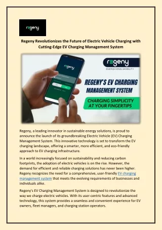 EV Charging Management System -Regeny