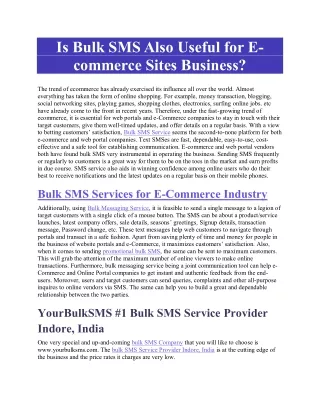 Is Bulk SMS Also Useful for E-commerce Sites Business