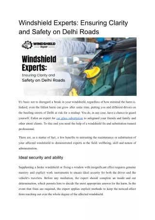 Windshield Experts_ Ensuring Clarity and Safety on Delhi Roads