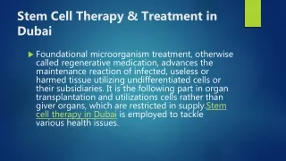 Stem Cell Therapy & Treatment in Dubai