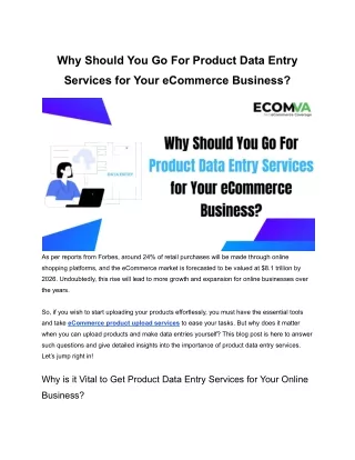 Why Should You Go For Product Data Entry Services for Your eCommerce Business?