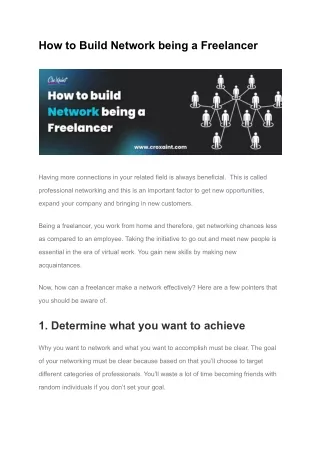 How to Build Network being a Freelancer