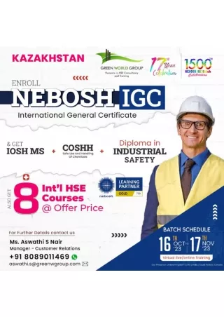Spreading Safety Awareness now and safeguarding Tomorrow  Nebosh course in Kazakhstan