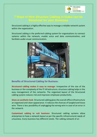 7 Ways of How Structure Cabling in Dubai can be Beneficial for your Business