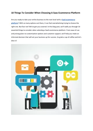 10 Things To Consider When Choosing A Saas Ecommerce Platform