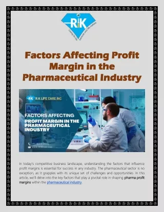 Factors Affecting Profit Margin in the Pharmaceutical Industry