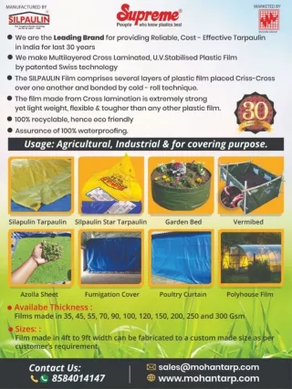 silpaulin tarpaulin usage & applications