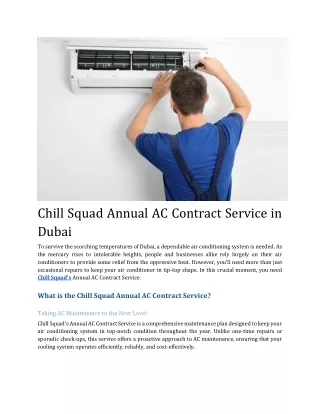 Chill Squad Annual AC Contract Service in Dubai