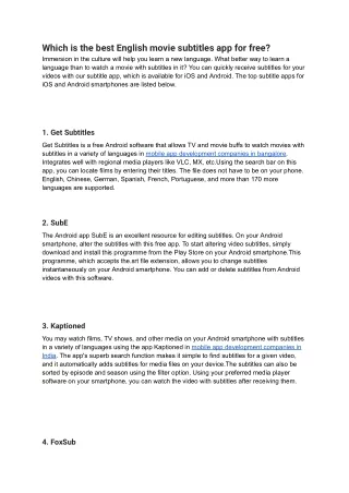 Which is the best English movie subtitles app for free_