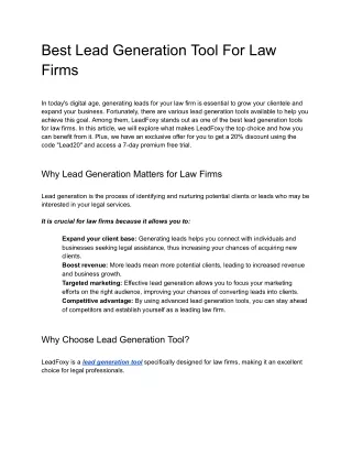 Best Lead Generation Tool For Law Firms