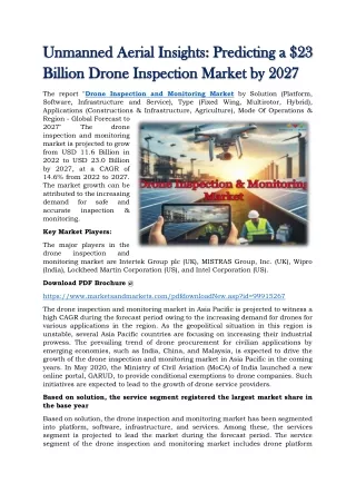 Unmanned Aerial Insights - Predicting a $23 Billion Drone Inspection Market by 2027