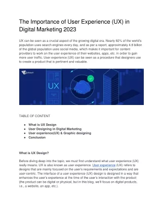 The Importance of User Experience (UX) in Digital Marketing 2023