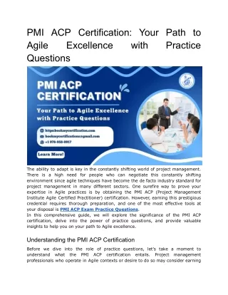 PMI ACP Certification_ Your Path to Agile Excellence with Practice Questions