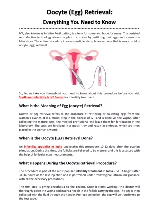 Oocyte (Egg) Retrieval: Everything You Need to Know