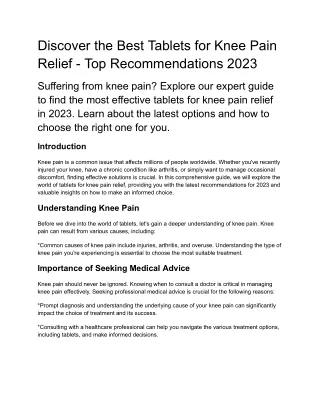 Discover the Best Tablets for Knee Pain Relief - Top Recommendations 2023