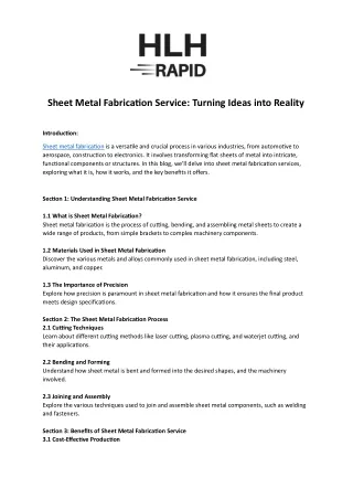 Sheet Metal Fabrication Service - Turning Ideas into Reality