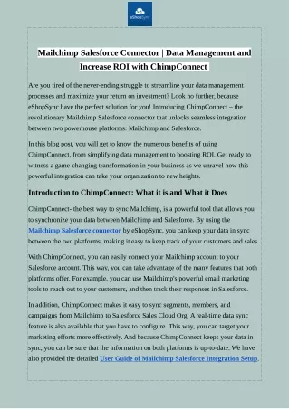 Benefits of Using Mailchimp Salesorce Connector - ChimpConnect