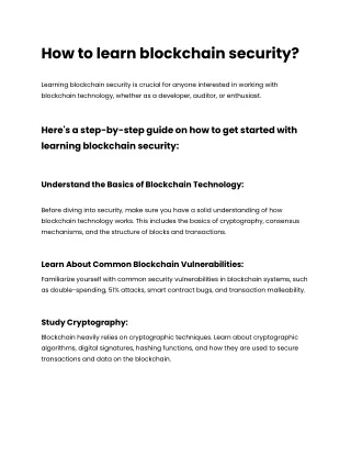 How to learn blockchain security_