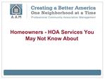 Homeowners - HOA Services You May Not Know About