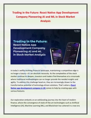 Trading in the Future React Native App Development Company Pioneering AI and ML in Stock Market Analysis