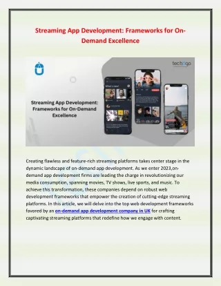 Streaming App Development Frameworks for On-Demand Excellence