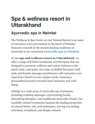 Spa in nainital